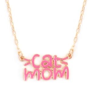 🎉Host Pick🎉NWT Adorable Enamel Cat Mom Necklaces w Gold Tone Chain 2 Colors!
